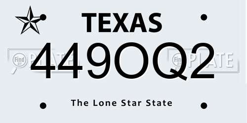449OQ2 Texas License Plate