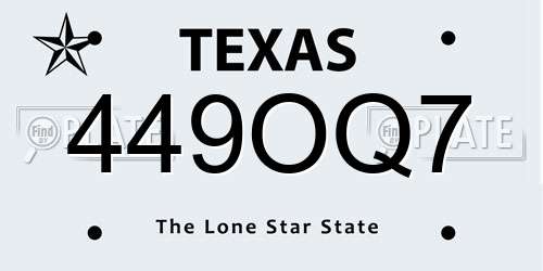 449OQ7 Texas License Plate