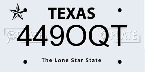 449OQT Texas License Plate