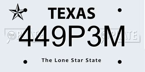 449P3M Texas License Plate