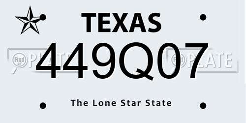 449Q07 Texas License Plate