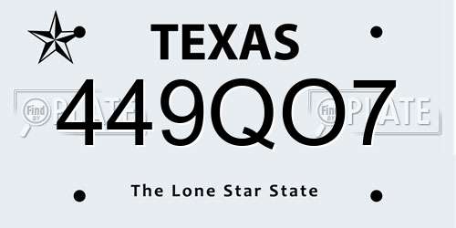 449QO7 Texas License Plate