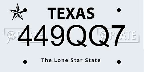 449QQ7 Texas License Plate