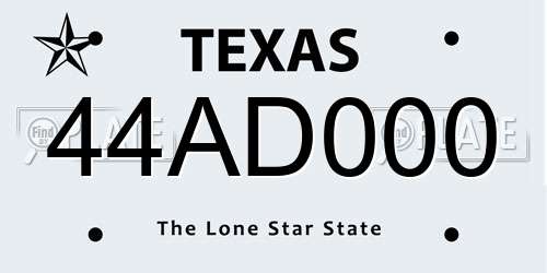 44AD000 Texas License Plate