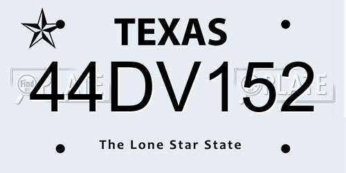 44DV152 Texas License Plate