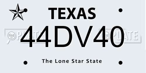 44DV40 Texas License Plate