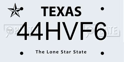 44HVF6 Texas License Plate