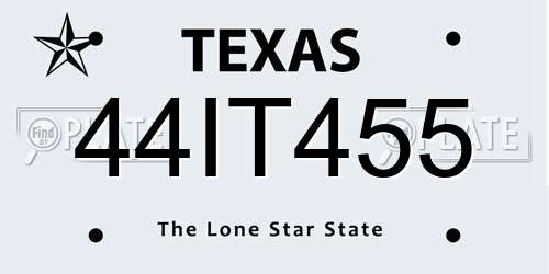 44IT455 Texas License Plate