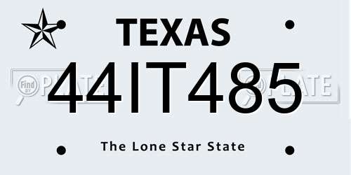 44IT485 Texas License Plate