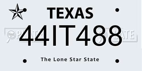 44IT488 Texas License Plate