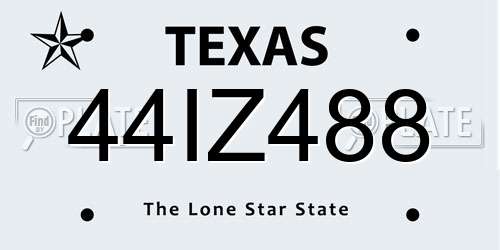 44IZ488 Texas License Plate
