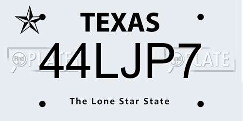 44LJP7 Texas License Plate
