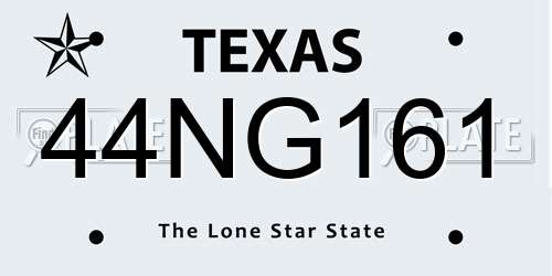 44NG161 Texas License Plate