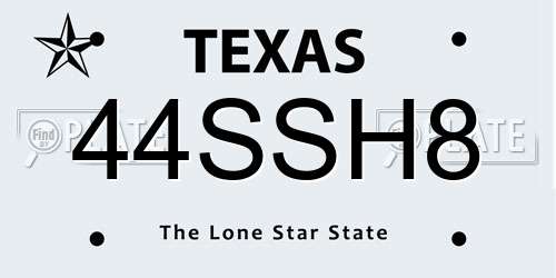 44SSH8 Texas License Plate