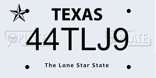 44TLJ9 Texas License Plate