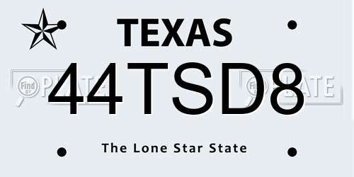 44TSD8 Texas License Plate