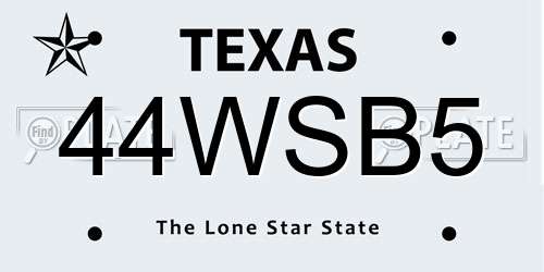 44WSB5 Texas License Plate