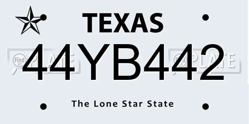 44YB442 Texas License Plate