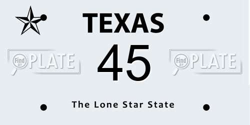 45 Texas License Plate