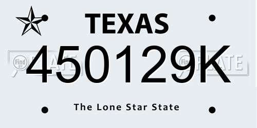 450129K Texas License Plate