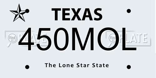 450MOL Texas License Plate