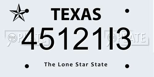 45121I3 Texas License Plate