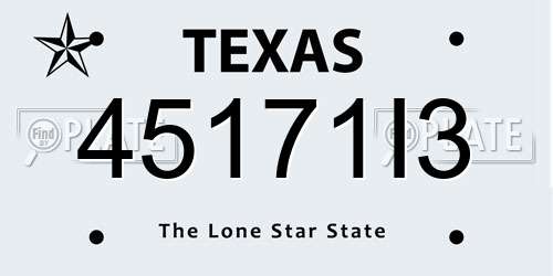 45171I3 Texas License Plate