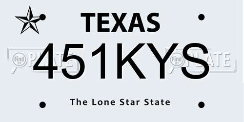 451KYS Texas License Plate