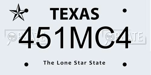 451MC4 Texas License Plate