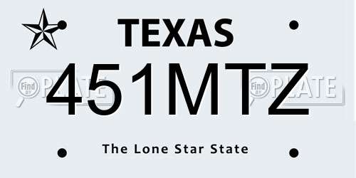 451MTZ Texas License Plate