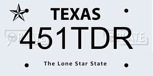 451TDR Texas License Plate