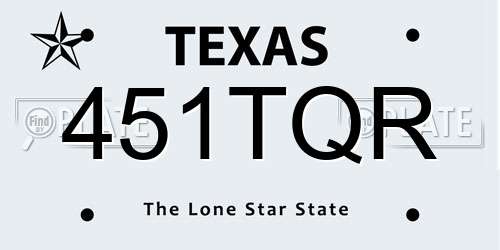 451TQR Texas License Plate