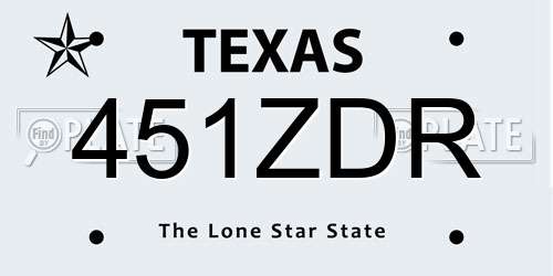 451ZDR Texas License Plate