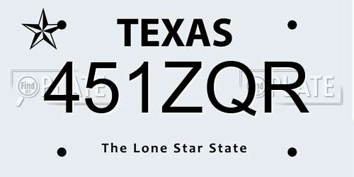 451ZQR Texas License Plate