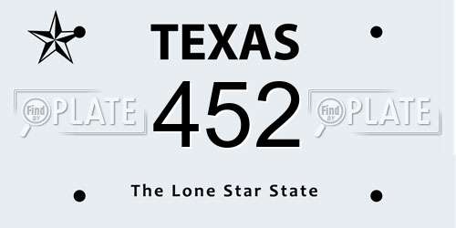 452 Texas License Plate