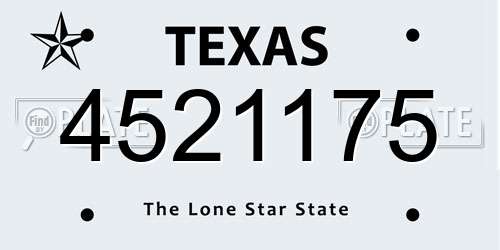 4521175 Texas License Plate