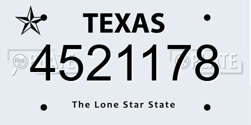 4521178 Texas License Plate