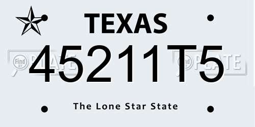45211T5 Texas License Plate