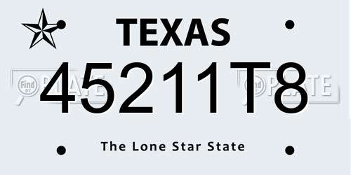 45211T8 Texas License Plate