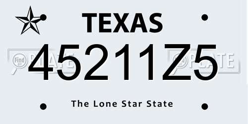 45211Z5 Texas License Plate