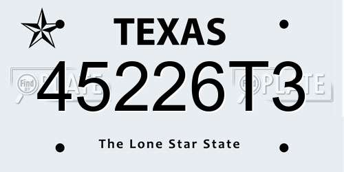 45226T3 Texas License Plate