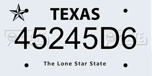 45245D6 Texas License Plate