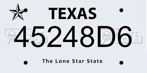 45248D6 Texas License Plate