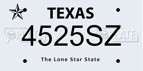 4525SZ Texas License Plate