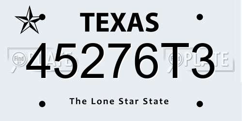 45276T3 Texas License Plate