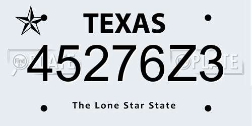 45276Z3 Texas License Plate