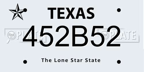 452B52 Texas License Plate