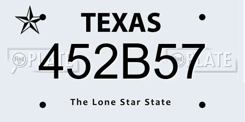 452B57 Texas License Plate