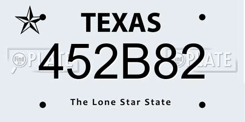 452B82 Texas License Plate