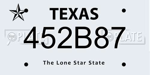 452B87 Texas License Plate
